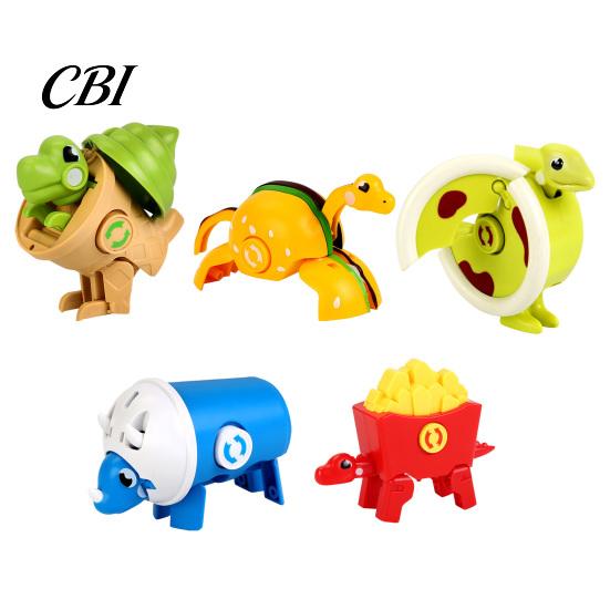 Kids Fidget Spinner Food Transforming Dinosaur Toy, Stress Relief Fast Shape Portable Spinner, Transformable Dino Decompression Toy for Adults
