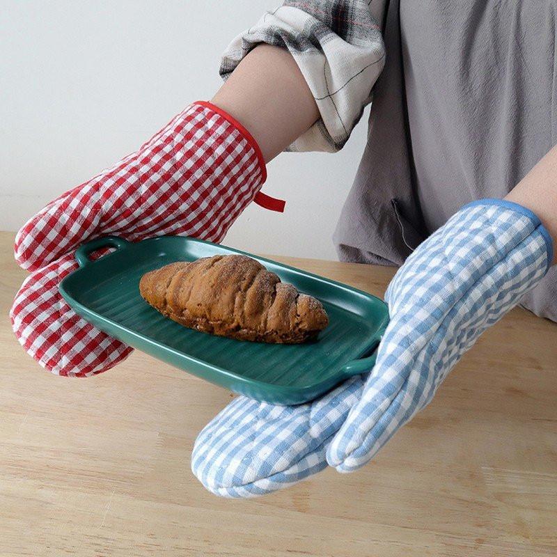 1Pc Plaid Cotton Heat Resistant Home Kitchen Baking Tool Insulation Microwave Glove Insulation Holder Pad