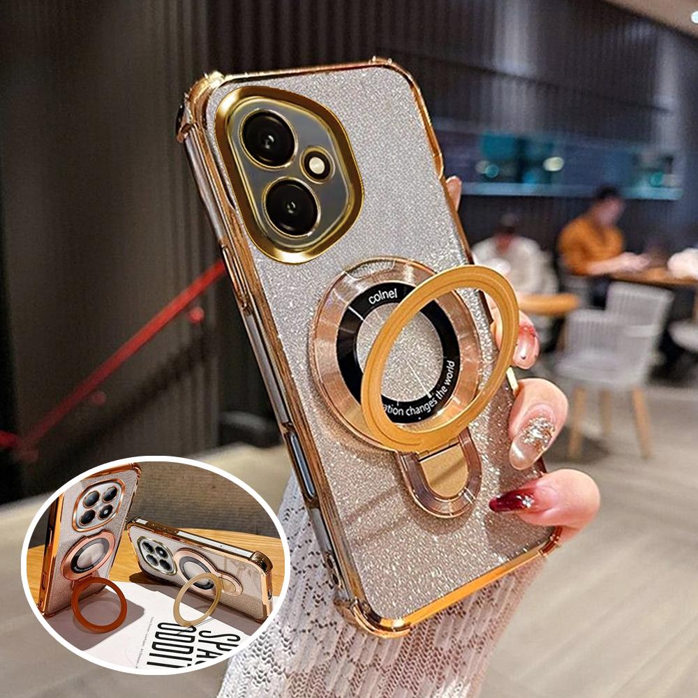 Glitter 4-Point Anti Fall Kickstand Phone Case For Honor 600 Lite 400 Smart 500 200 300 100 90 80 70 50 Pro Magnetic Soft Cover
