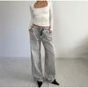 Pantaloni Jeans Versatili a Vita Bassa Donna Vintage Larghi Dritti Gamba Larga Lunghi Jeans Donna Primavera Autunno Moda Quotidiana Streetwear