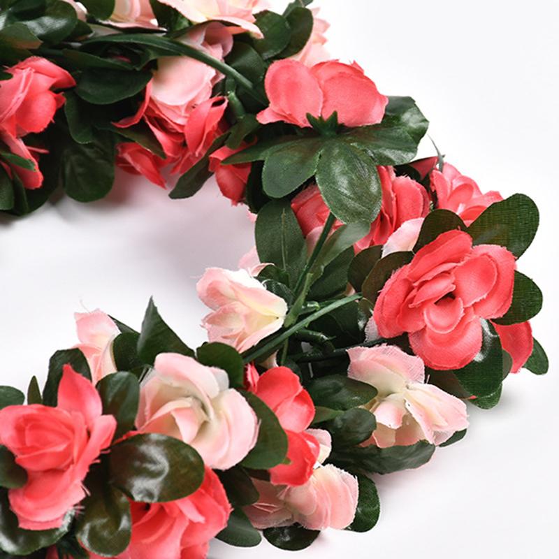 2.5m Rose Artificial Silk For Wedding Garland Fake Plant Flowers Vine Home Room Wedding Wall Hanging Garden Arch DIY Decoration