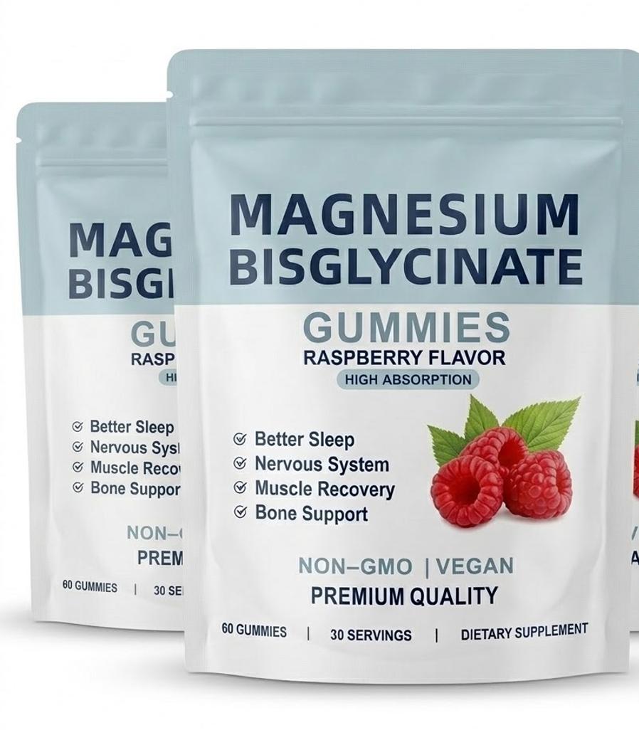 Magnesiumbisglycinat Gummibärchen 400mg - Himbeergeschmack - 60 Gummibärchen 2pack