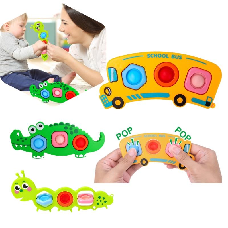 Stress-relieving Bubble Popper Toy Crocodile, Caterpillar, And Bus