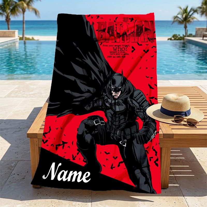 Custom Name Dark Knight Stylish Digital Printing Beach Towel Quick‑Drying Absorbent Blanket for Beach Pool Gym Travel