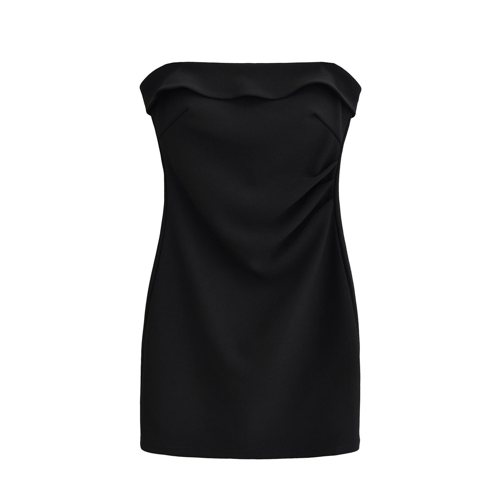

Trendy Women s Sexy Tube Top & Waist-Cinched Short Skirt Set Medium чёрный