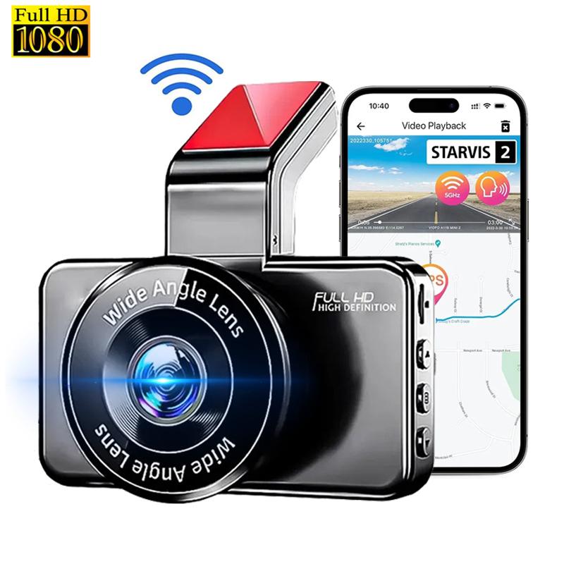 

Автомобильный видеорегистратор IPS Wi-Fi с двумя объективами, автоматический GPS-регистратор FHD 1080P