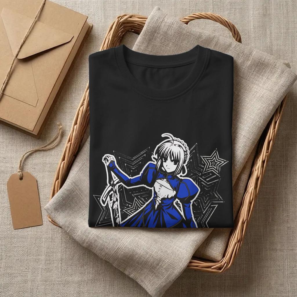 Fate Stay Night Saber Alter T Shirts 100 Cotton Vintage TShirts O Neck Tee Shirt Short Sleeve Clothing Gift Idea