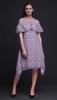 Bimba Floral Print Cold Shoulder Women Swing Tunic Flutter Sleeve Midi