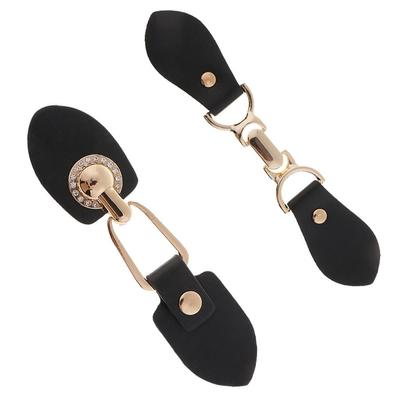 PU Sewing Buckle Hooks Black Leather Toggle Buttons Large Metal Fastener for Trench Coats and Craft Projects
