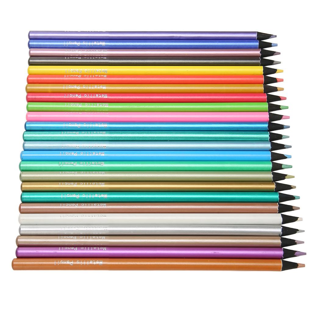 24pcs Colored Pencils 24 Color Metallic Wooden Barrel Coloring Pencils for Doodling Handbook Drawing