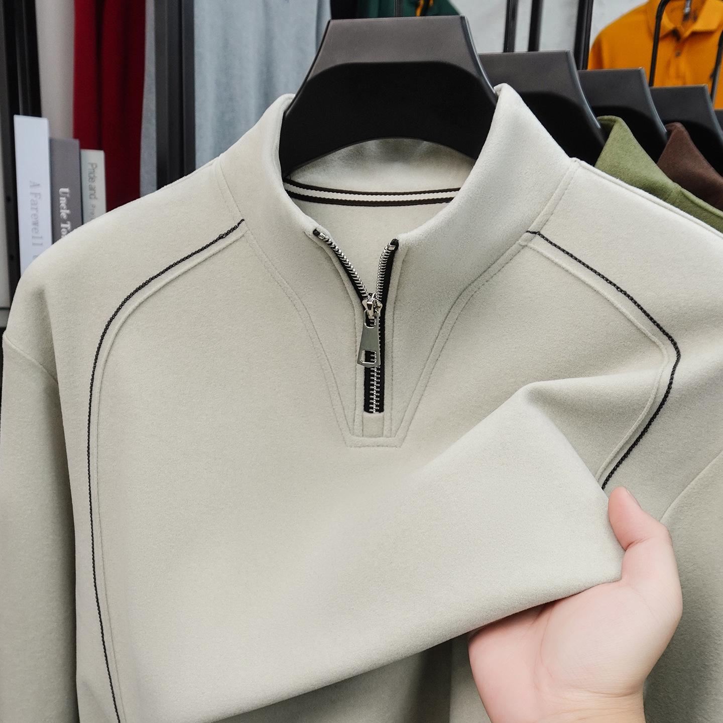 

Men s Double-Sided Cationic DeRong Half-Zip Stand Collar Hoodie - Trendy and High-Quality Fashion XL брудно-білий