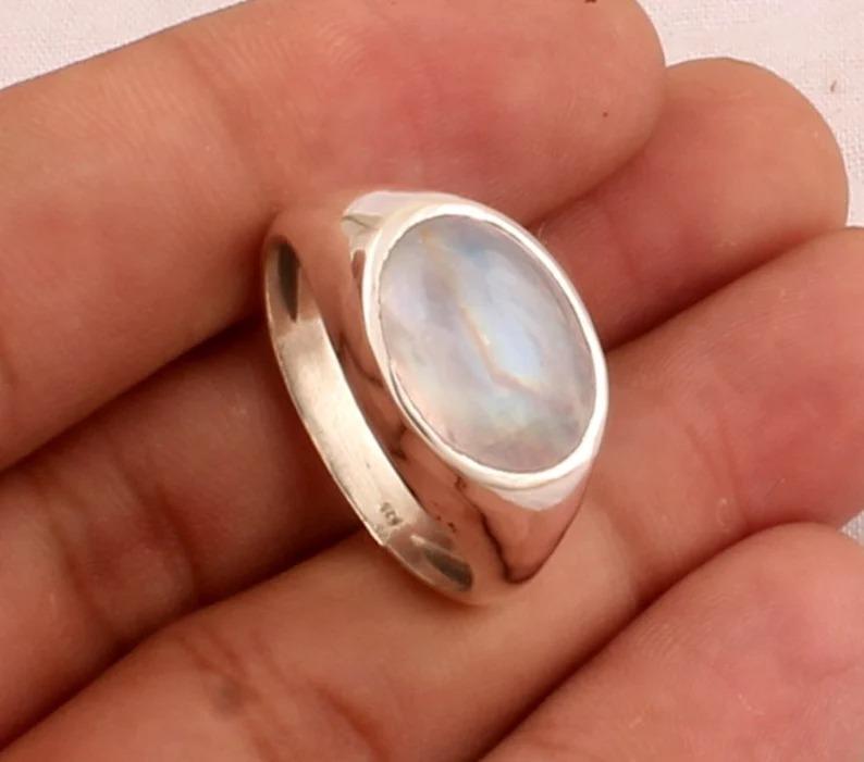 Månstensring, 925 Sterling Silver Handgjorda smycken. Birthstone Ring, Solitaire Ring, Vigselring, Solid Ring