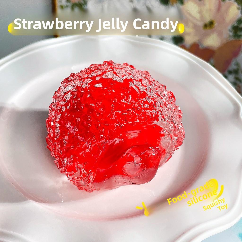 Food Grade Silicone Strawberry Centered Jelly Candy Stress Relief Toy For Kids And Teens