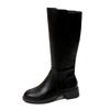 Autumn And Winter New Knight Long Boots Female Shoes Black Thick Heeled Leather Knee High Boots For Women Side Zip Bota Mujer