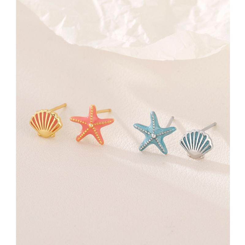 Fashion Starfish Stud Earrings Women Girl Gift Cute Banquet Ocean Style Earrings Asymmetry Jewelry Dropshipping Wholesale
