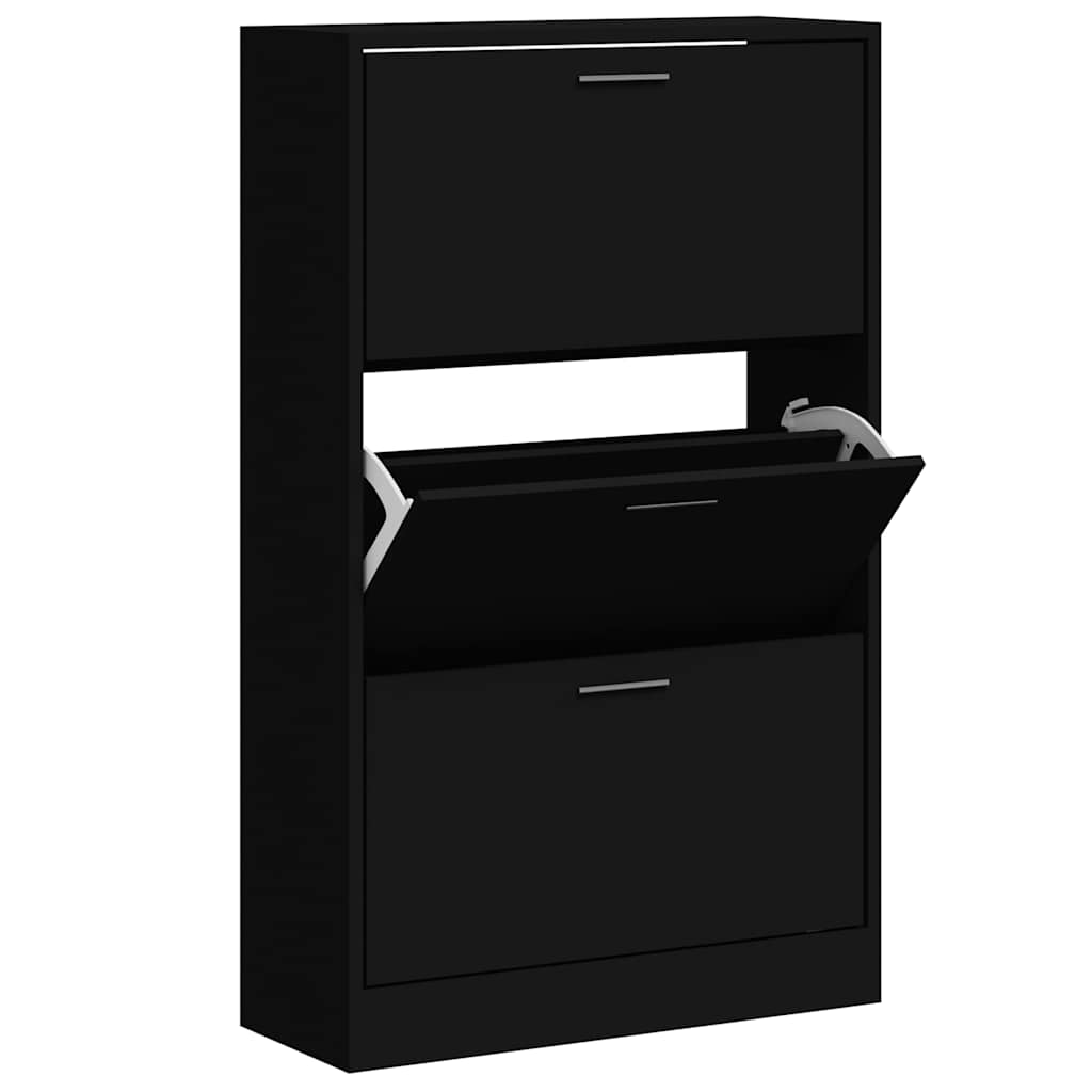 Shoe Cabinet Black 63x24x103 Cm Engineered Wood