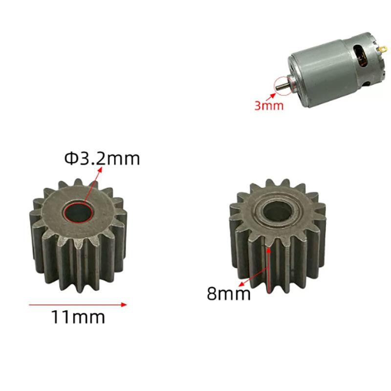Durable Electric Hand Drill Gear 2Pcs 9-16 Teeth Parts Fit 550 775 Motor Shafts for Cordless Charging Drill Replacement
