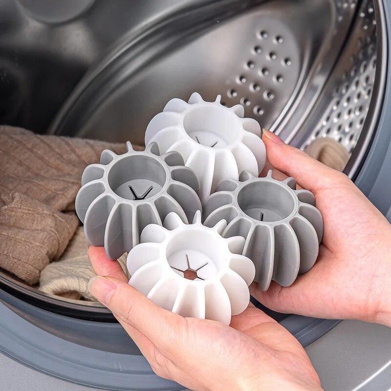 4 pezzi/set Palla da bucato riutilizzabile in silicone per decontaminazione e anti-groviglio per evitare che i vestiti si annodino; palla magica per la pulizia