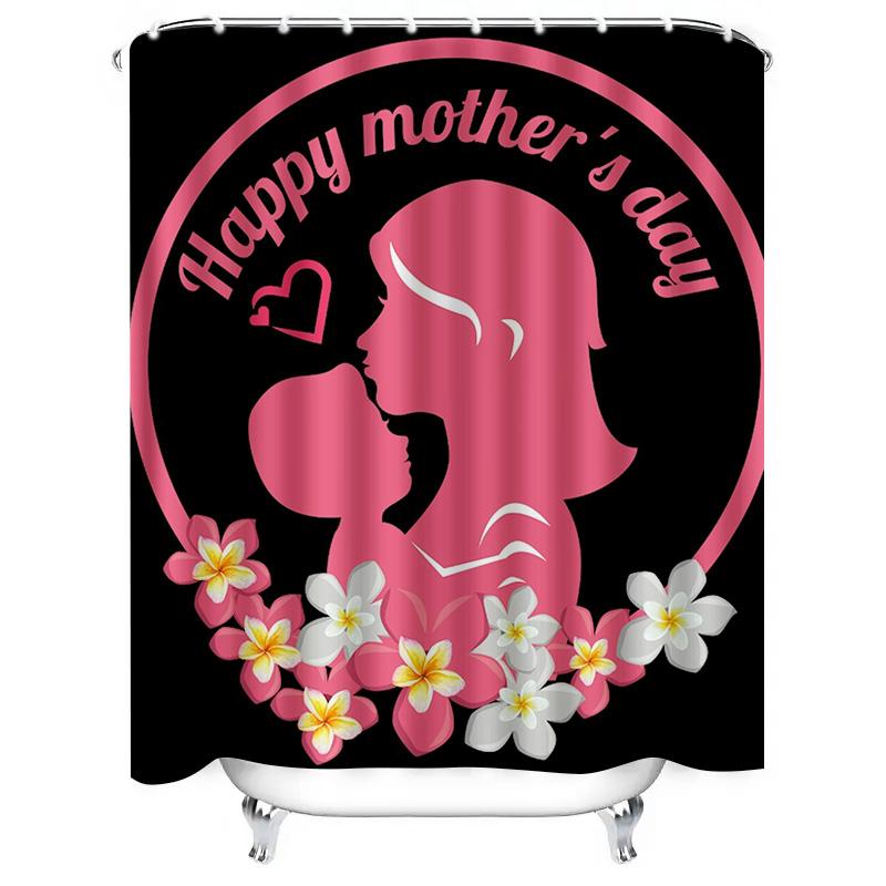 Happy Mother'S Day Silhouette Print Shower Curtain