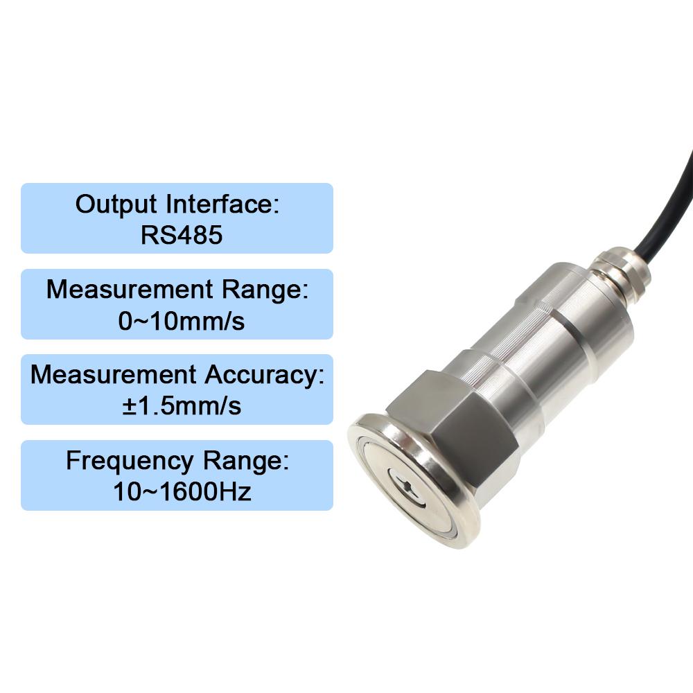 0-50mm/s Temperature Vibration Sensor Three-Axis Integrated RS485 Stainless Steel Vibration Transmitter for Water Pumps and Fans