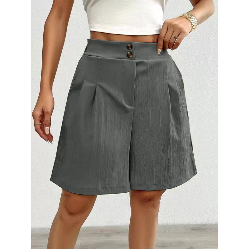 New Summer Loose Pants Wide-Leg Shorts Casual Women High-Waisted Knee - Length Shorts