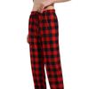 Europejskie i Amerykańskie Damskie Spodnie do Spania w Kratę - Luźny Krój ze Sznurkiem