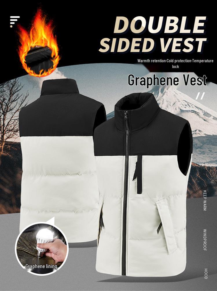 Men's Winter Patchwork Vest: Warm, Windproof, Waterproof, with Zipper Pockets - Fashionable Casual Cotton Design