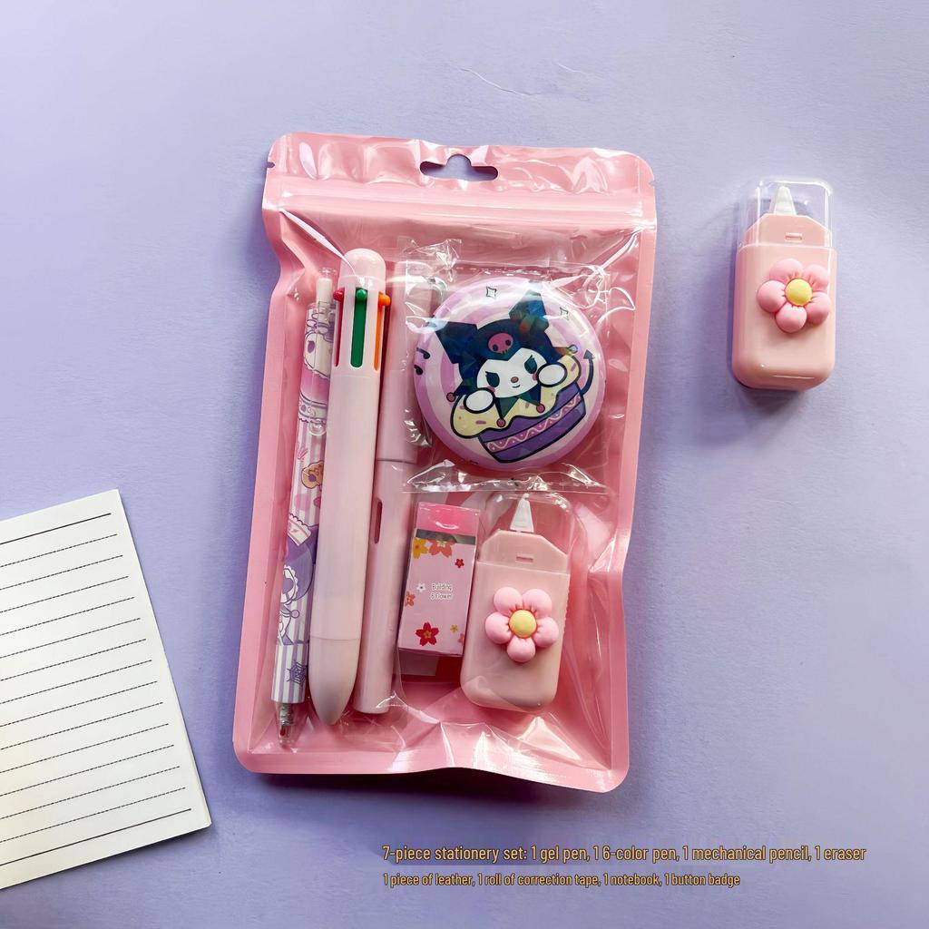 Kuromi 7-teiliges Schreibwaren-Set: Stifte, Korrekturroller & Bleistifte für Schüler