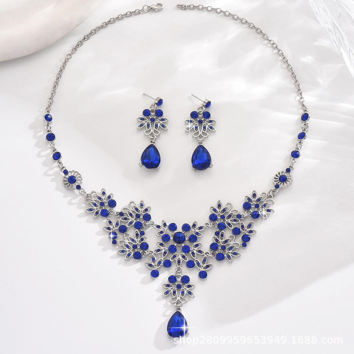 

Прямая поставка с фабрики для свадебных украшений, стразы, листья, капли воды, свадебное ожерелье для невесты, серьги, ювелирные изделия, подходящие к свадебному платью