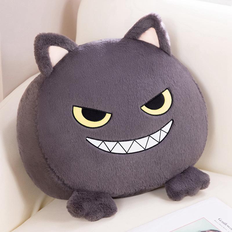 

Cute little monster dumpling black cat plush throw pillow cartoon sofa cushion bedside pillow car seat waist rest 40*42cm темно-серого
