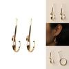 Fashionable Metal Hoop Earrings For Women With Geometric Pattern In Gold Electroplated Jewelry