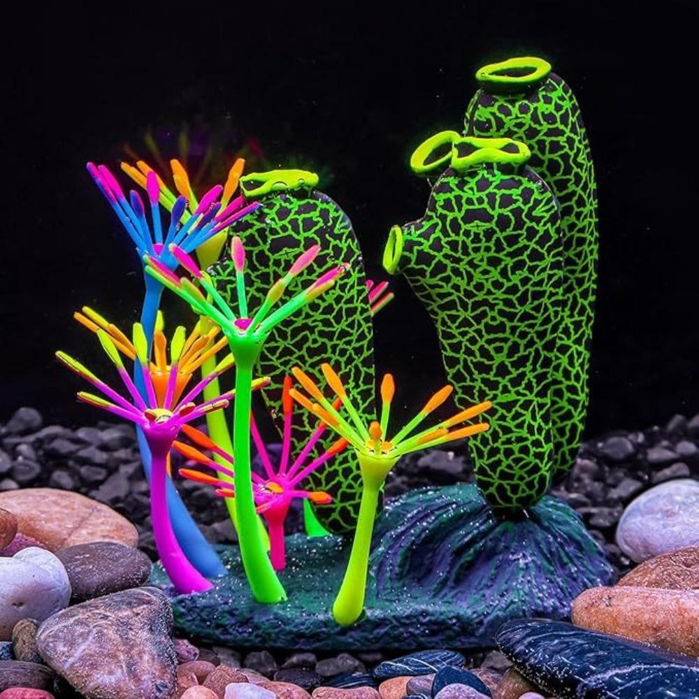 

Colorful Thumb Coral Ornament Silicone Glowing Coral Aquatic Landscape Aquatic Environment темно-зелений колір