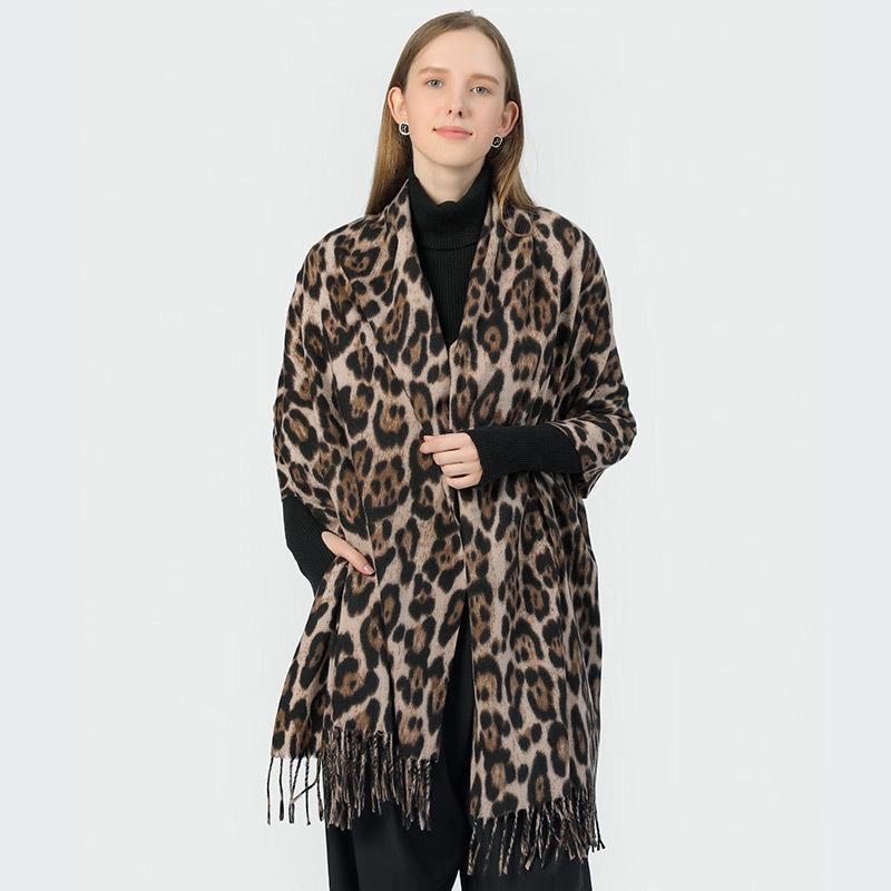 Autumn and Winter New Leopard Print Scarf Women Warm Versatile Scarf Comfortable Stylish Shawl