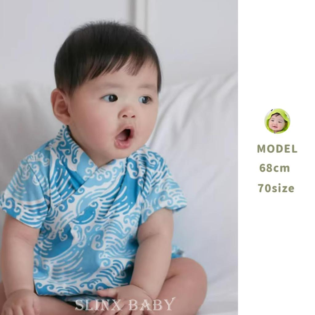 SLINX Baby Boys and Girls Cute Summer Romper with Dinosaur and Floral Knitted Short Open HF1221 Size Yukata/Jinbei Romper, Print, Sleeves, Front,