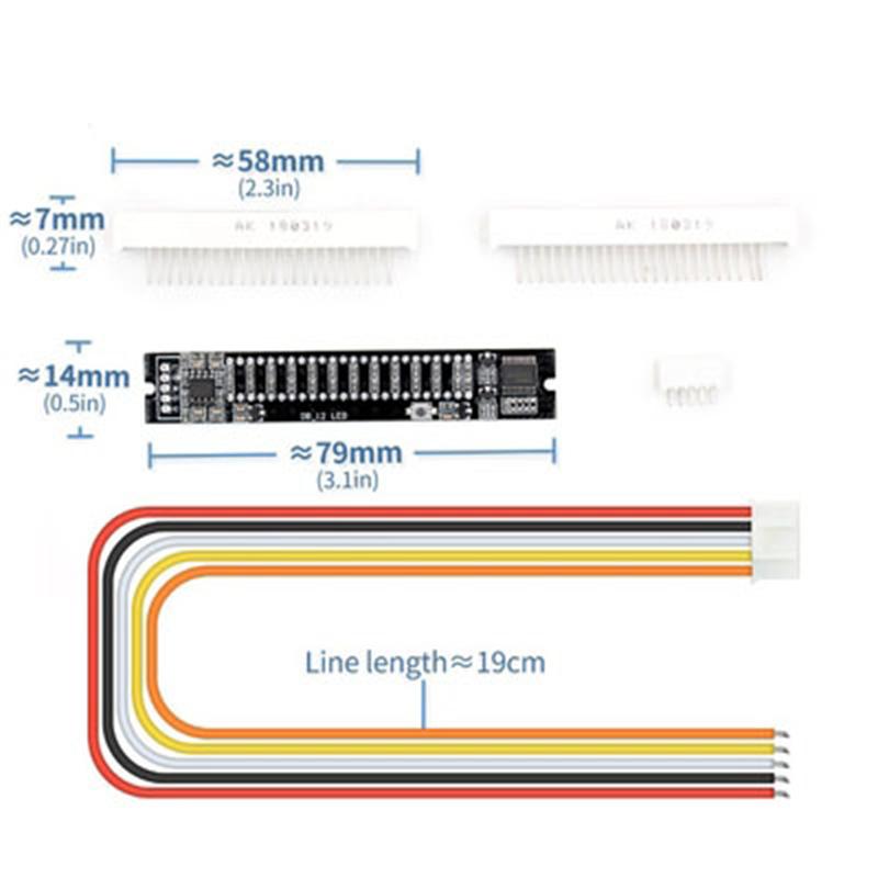 Mini Double Dual 12-bit LED Music Level Indicator Module Adjustable Light Speed VU Meter Stereo Amplifier Board with AGC Mode