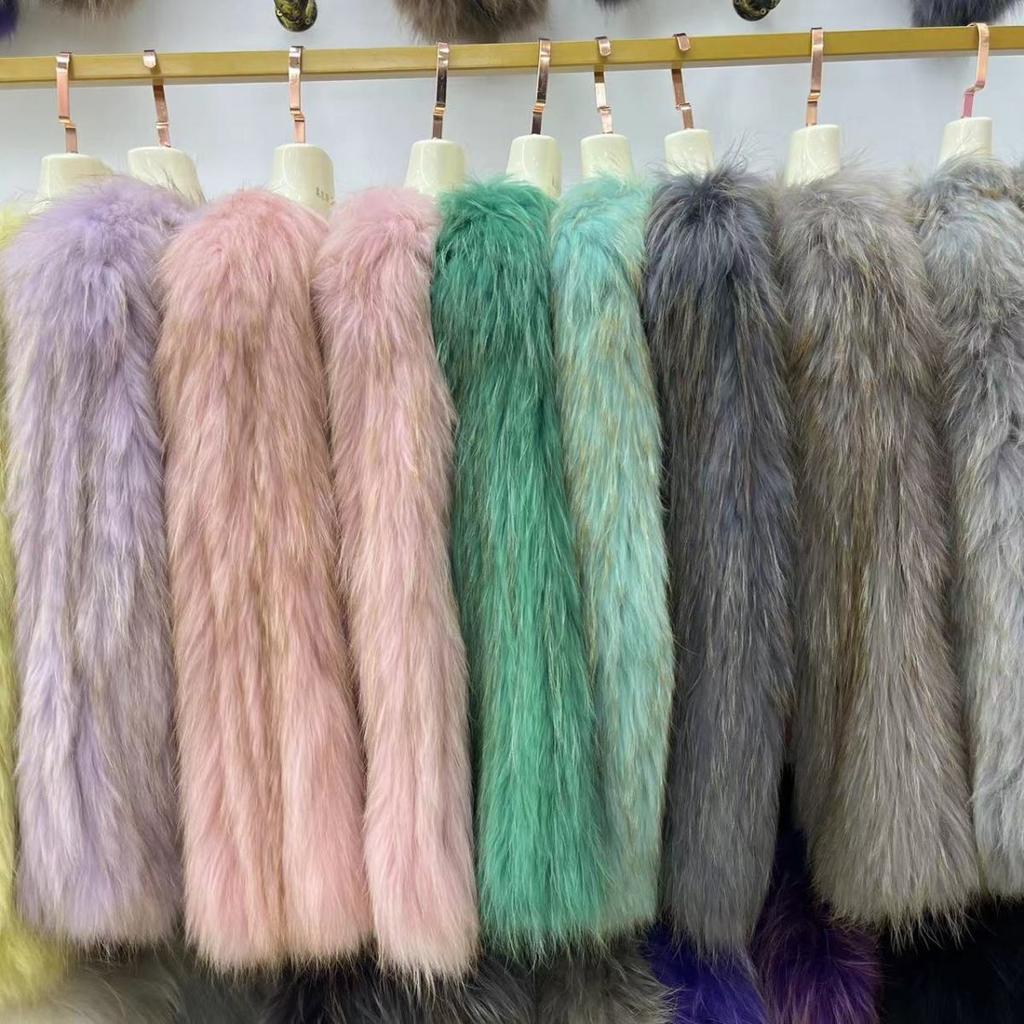 Real Raccoon Fur Braided Jacket Short Length 40cm Double-sided Encryption Slim Young Winter Tops Women's Coat