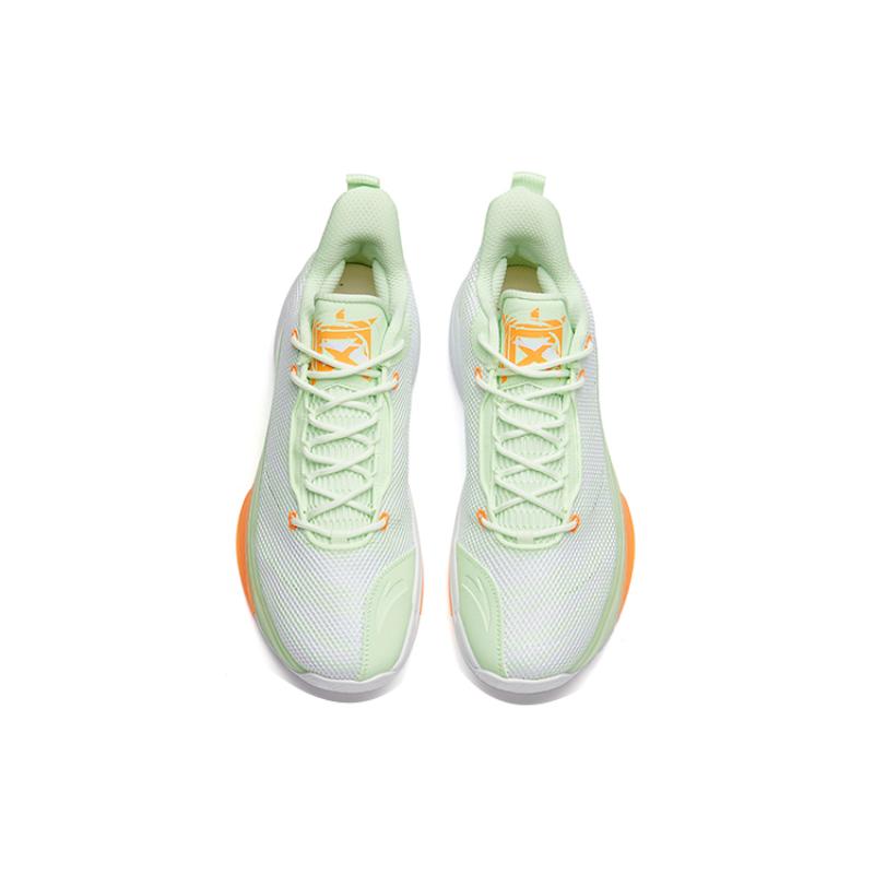 Anta Attack 4 Abrasion Resistant Rebound Mid-Top Performance Basketball Shoes Men's White Green Orange Sneakers 112231603-1
