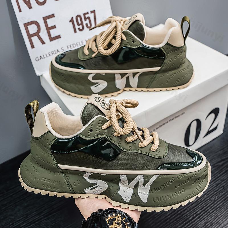 

Модная Удобная Спортивная Обувь 2025 Весна Новая Уличная Повседневная Обувь на Толстой Подошве для Мужчин Увеличение Роста Модный Тренд Массивные кроссовки 44 зелёный