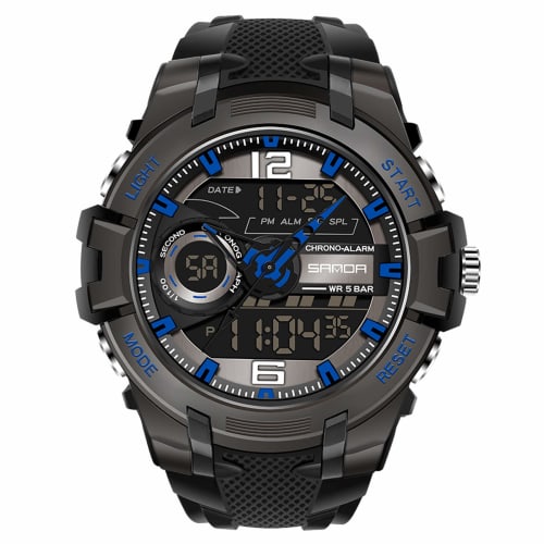 

RORIOS watch Men s 50M Water Resistant Digital Display with Calendar, Resin Strap, Multi-Function, Shock Resistant, Made in Japan, Quartz Movement, Sp