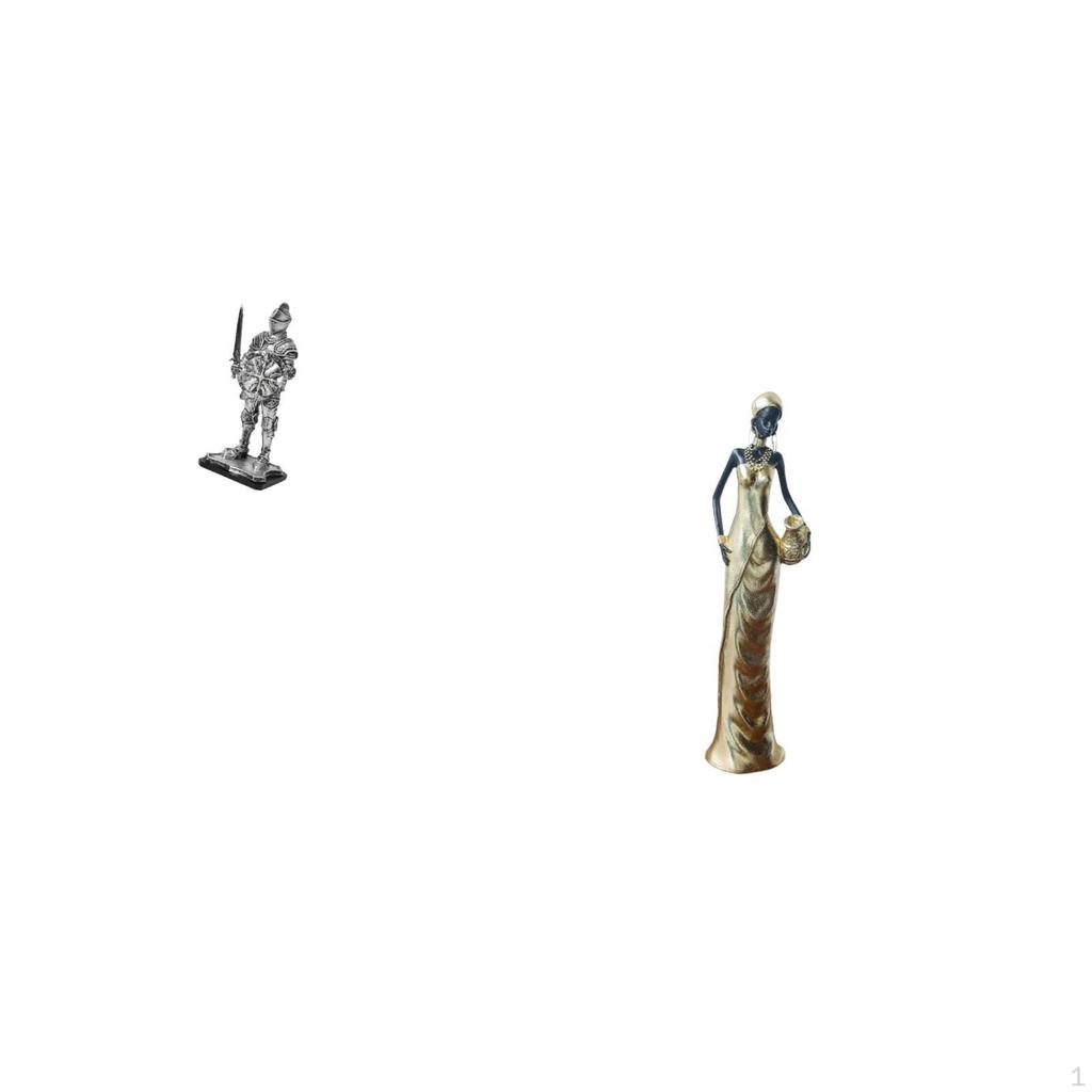 Vintage Knight And Tribal Lady Sculpture Tabletop Ornament Creative Decorative Figurine for Entryway