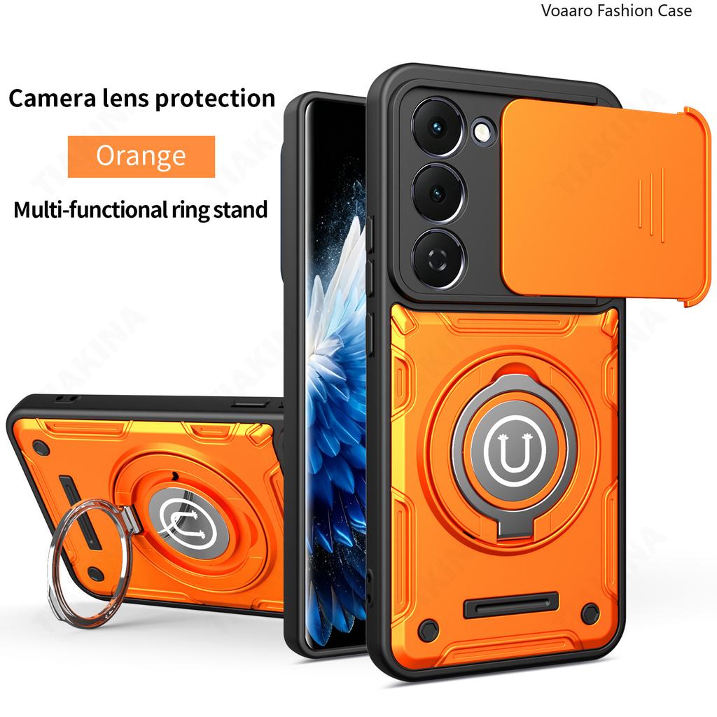 Slide Lens Camera Protection Funda for Tecno Spak 40 Pro Plus Case Magnetic Ring Stand Cover for Tecno Spak 40 4G Armor Case
