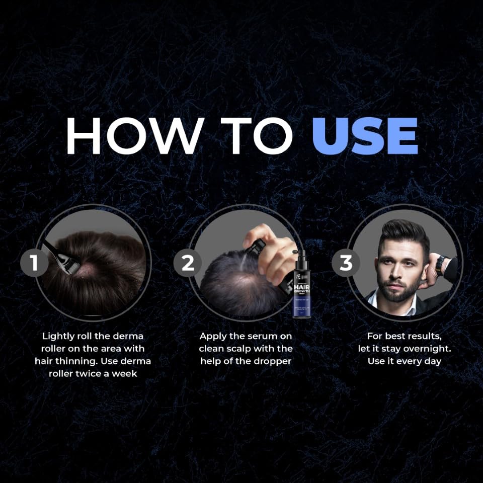 Beardo Advanced Hair Growth Serum 50 Ml With Dermaroller Men Hair Fall Control Regrowth Beard Thickening Kit