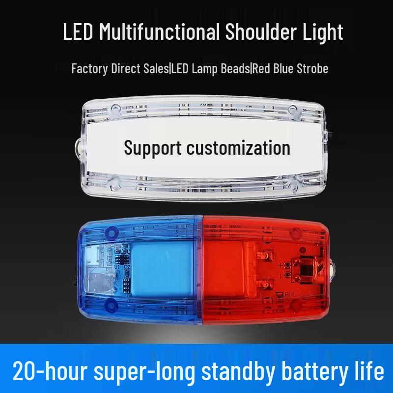 Multifunctional Red & Blue LED Rechargeable Flashing Shoulder Light for Safety & Night Patrol