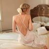 Thin Lace Seduction French Pajamas for Women, Sexy Pajamas for Women, Ice Silk, Long Backless Loungewear