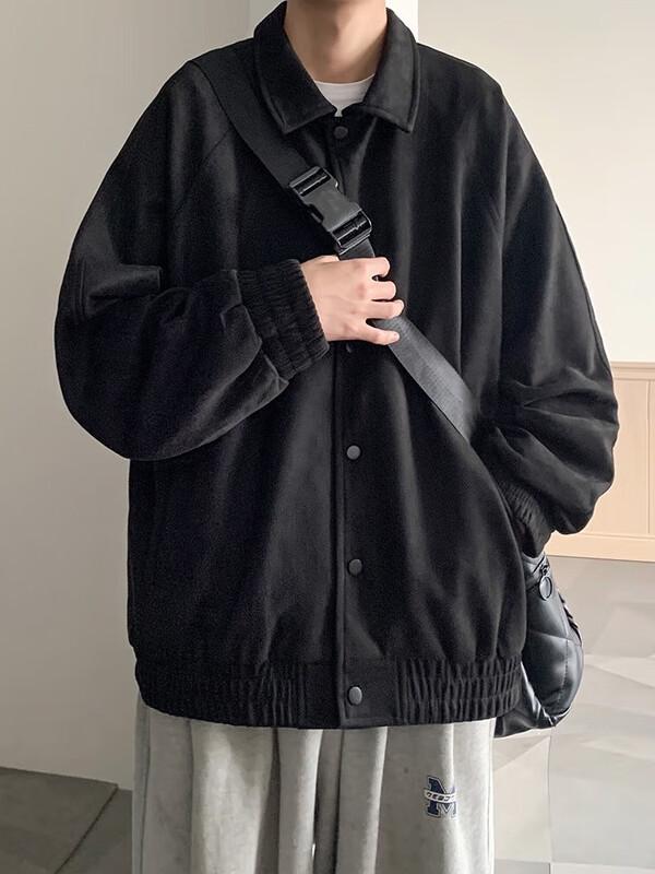 Dingfengbaoluo Men's Casual Suede Baseball Jacket