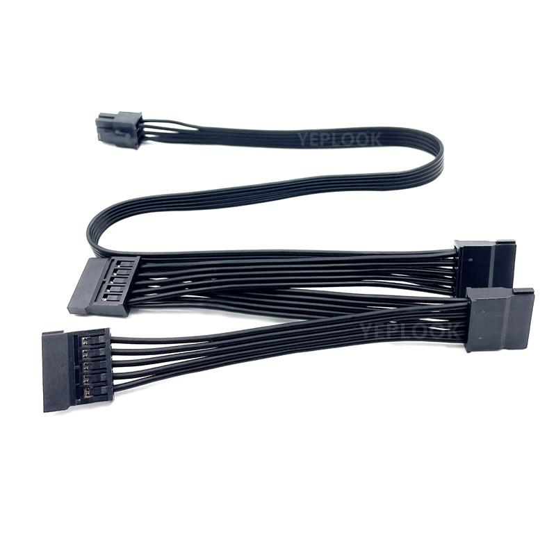 6Pin To 4x SATA Straight, SSD HDD Power Cable for Corsair RM650x, RM750x, RM850x, RM1000x RM-x Type 4 Modular Power Supply Units