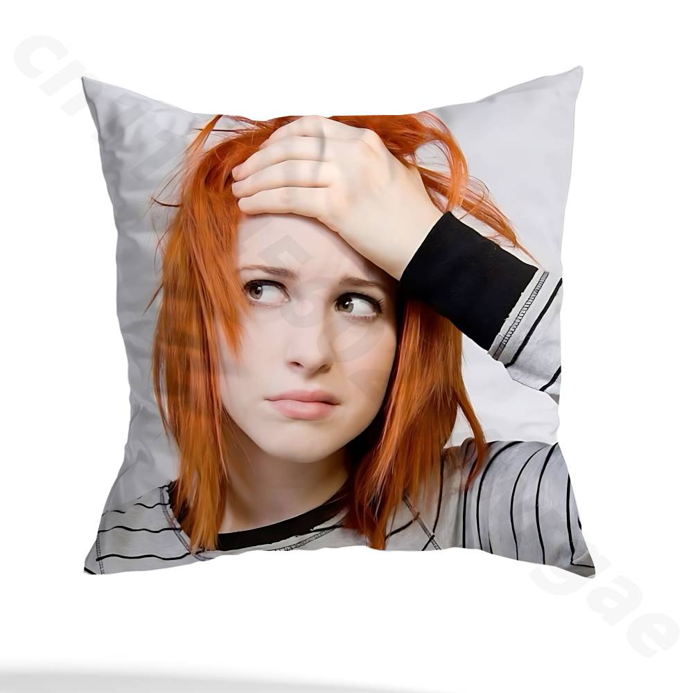 H-Hayley Williams P-Paramore Pillow Case Square Double-Sided Printing Short Plush Sofa Cushion Cover Bedroom Bedside Pillow