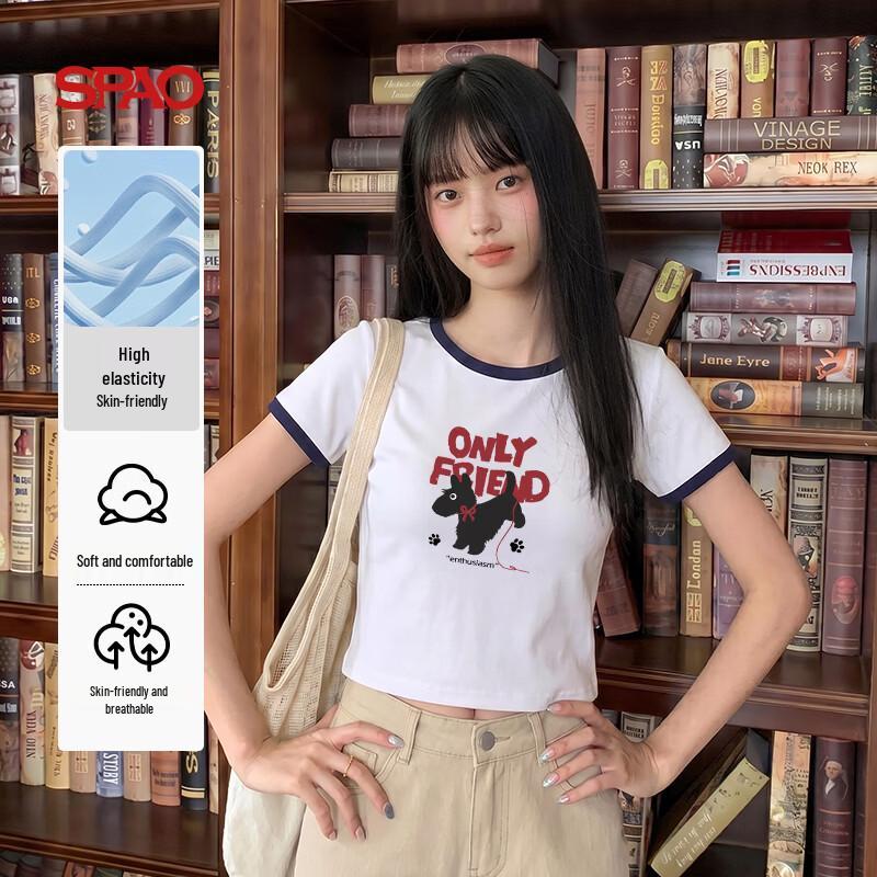 SPAO Retro Color-Block Short-Sleeve T-Shirt L