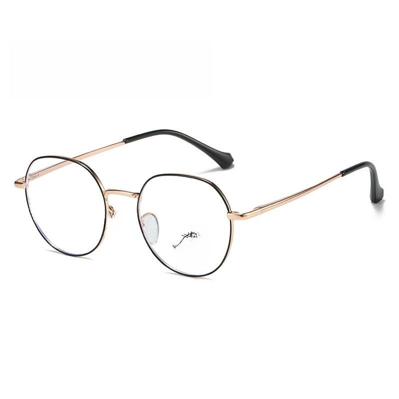 Modern Round Frame Metal Glasses With Blue Light Blocking For General Wear