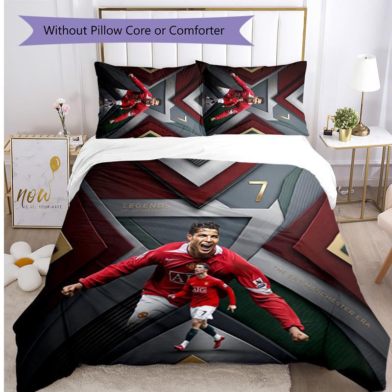 Cristiano Ronaldo Printed Bedding 3 Piece Set Cozy Breathable Bed Cover Set As Housewarming Holiday Gift